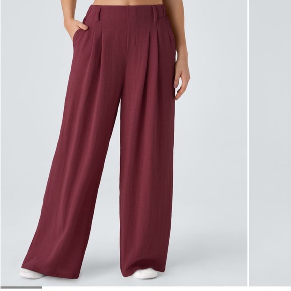 Halara High Waisted Side Pocket Wide Leg Flowy Solid Palazzo Casual 100% cotton - Picture 1 of 3